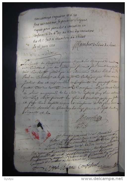1770 Province De La Tarentaise, Commune De Saint Paul, Fait à Chambery Au Sénat Demande De Bernard Deleans - Manuskripte