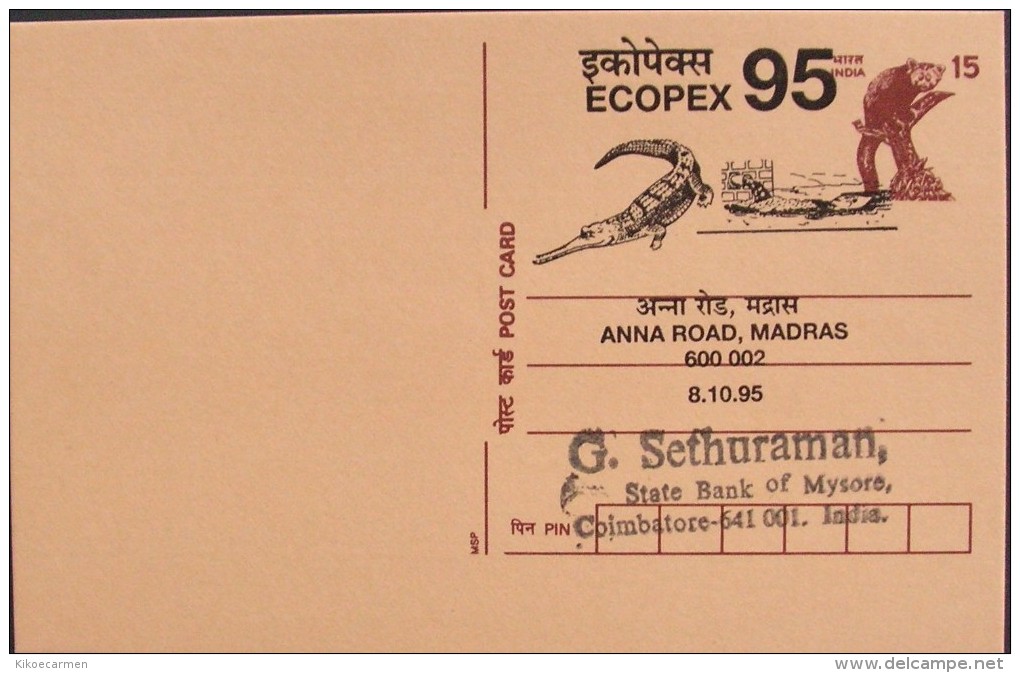 ECOPEX 95 India 1995 Medicine Environment Ambiente Crocodile MEDICINA Cancel - Pollution