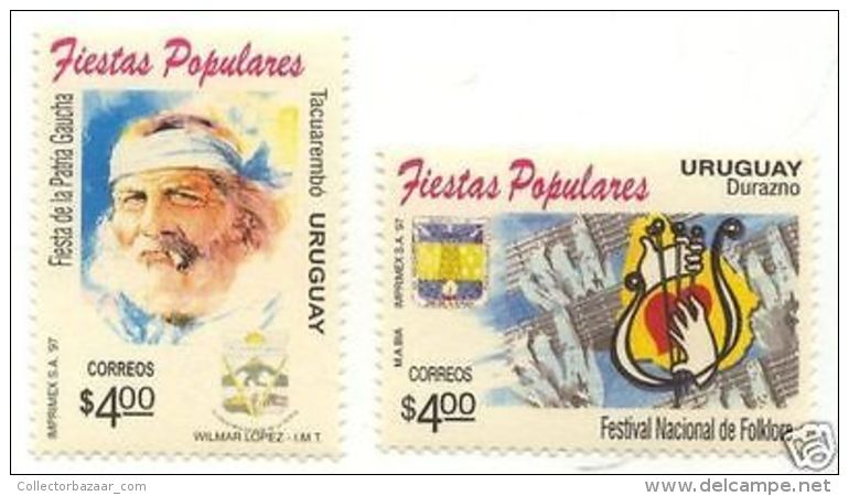 Music Festival Folklore Guitar Gaucho Smoking URUGUAY Sc#1644/5 MNH STAMP $4.50 - Cinema