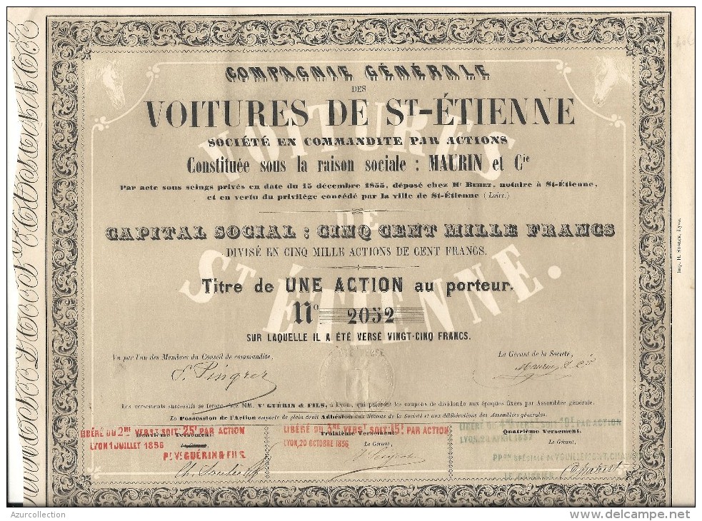 VOITURES DE ST ETIENNE . 1855 - Automobile