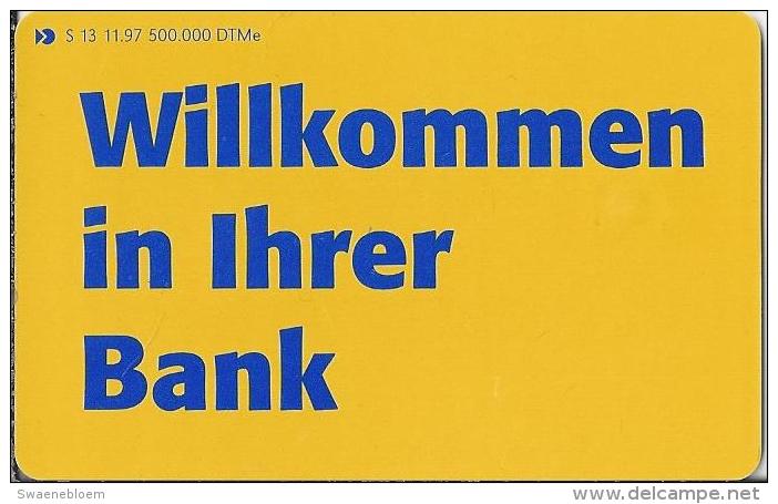 Telefonkarte.- Duitsland. S 13.11.97. 12 DM.  Willkommen In Ihrer Bank. Deutsche Postbank AG. 2 Scans - S-Reeksen : Loketten Met Reclame Van Derden