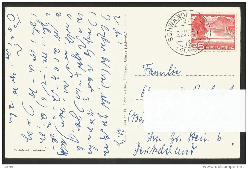 SCHWÄNDI Ob Schwanden Detailansicht Stempel ! 1957 - Schwanden