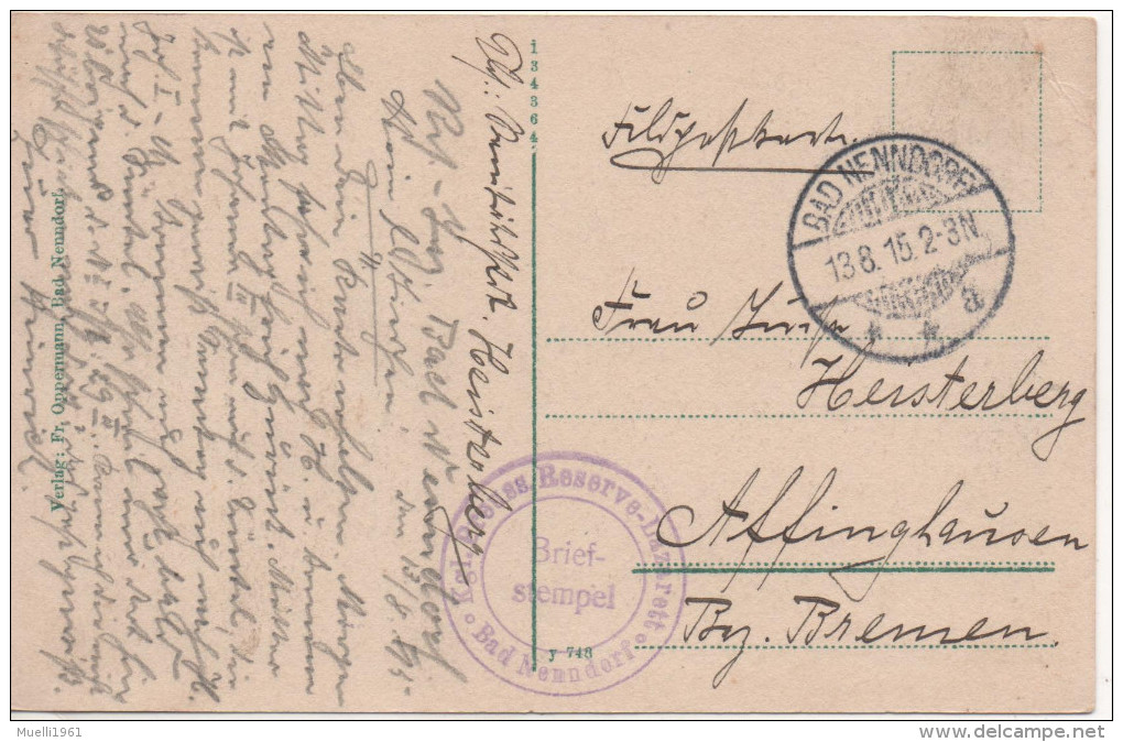 Nr.  2641 ,  AK   Bad Nenndorf , Feldpost 1915 - Bad Nenndorf