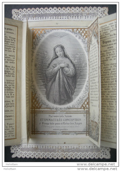 CANIVET DENTELLE Ouvrant  XIXème : PETIT OFFICE DE L´IMMACULEE CONCEPTION - HOLY CARD SANTINO - Images Religieuses