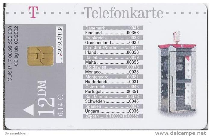 Telefonkarte.- Duitsland. Telefonzelle. 12 DM. Grossbritanien. Niederlande. Schweden. Ungarn. ODS P 17.08.99 - 500.000. - P & PD-Reeksen : Loket Van D. Telekom