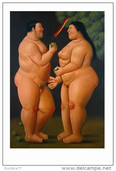 Fernando Botero Postcard (2) - Adam And Eve, 2005 - Size:15x10 Cm. Aprox. - Peintures & Tableaux