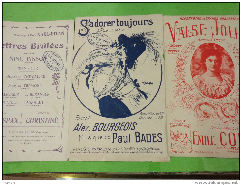 Lettres Brulees -s'adorer Toujours-valse Jolie-. - Partitions Musicales Anciennes
