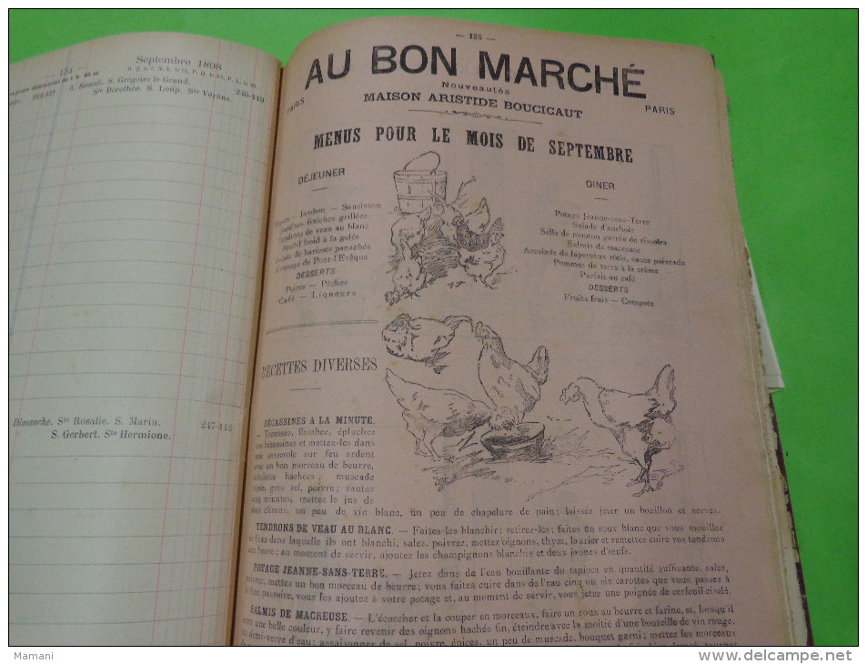 agenda buvard  bon marche 1898..-dessin en campagne par josias-draner-gautier-henriot-leonnec-guillaume-vohl-poulain etc