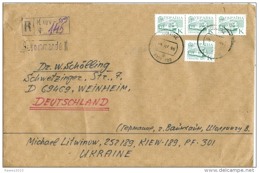 Ukraine R-Brief Nach Deutschland 4x Mi. 157 I Strassenbahn - Tramways