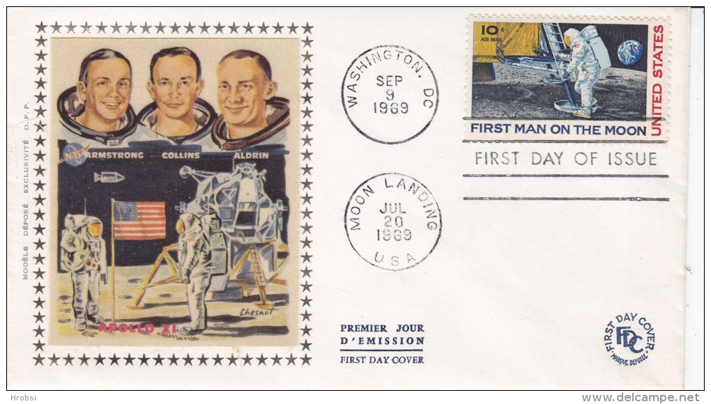 U S, First Man On The Moon, Fdc Soie 1969, Tres Belle - Amérique Du Nord