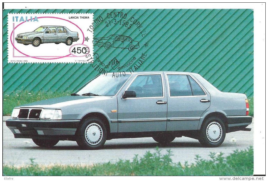 CPM Lancia Thema , Groupe Fiat Lancia, Carte 1 Er Jour, 21 3 1983 , Torino Italia - Turismo