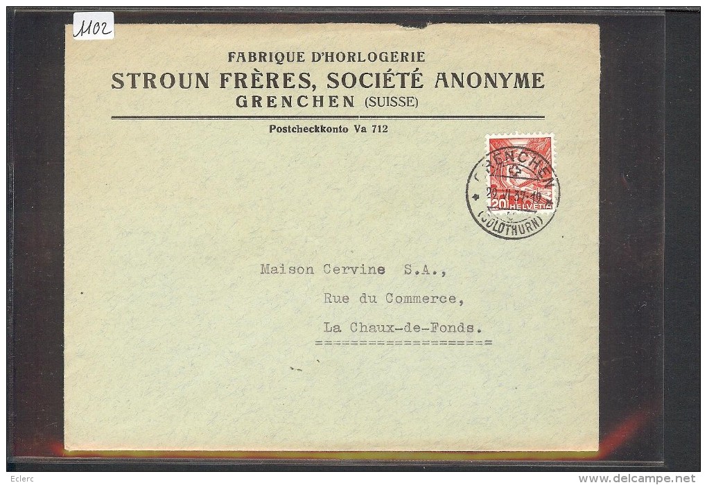 SUISSE - LETTRE HORLOGERIE - MONTRES  - STROUN FRERES - GRENCHEN - Lettres & Documents