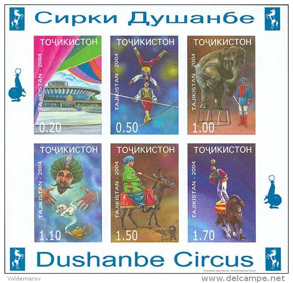 Tajikistan 2004 Mih. 355B/60B (Bl.40B) Dushanbe Circus (imperf) MNH ** - Tajikistan