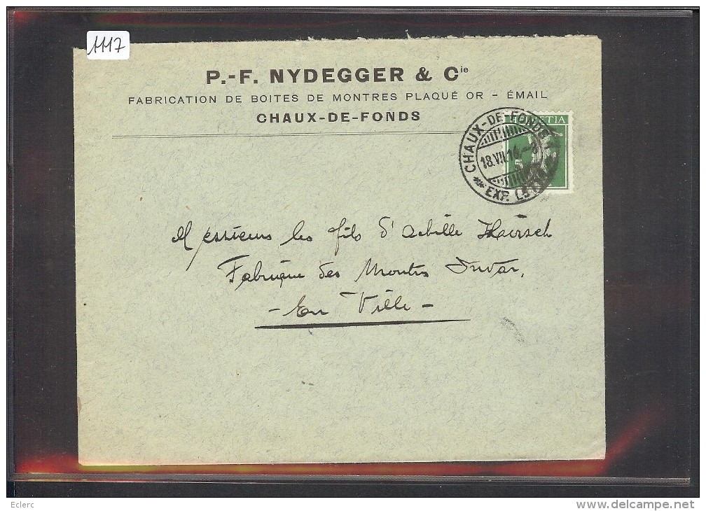 SUISSE - LETTRE HORLOGERIE - MONTRES  - P.F. NYDEGGER - LA CHAUX DE FONDS - Storia Postale