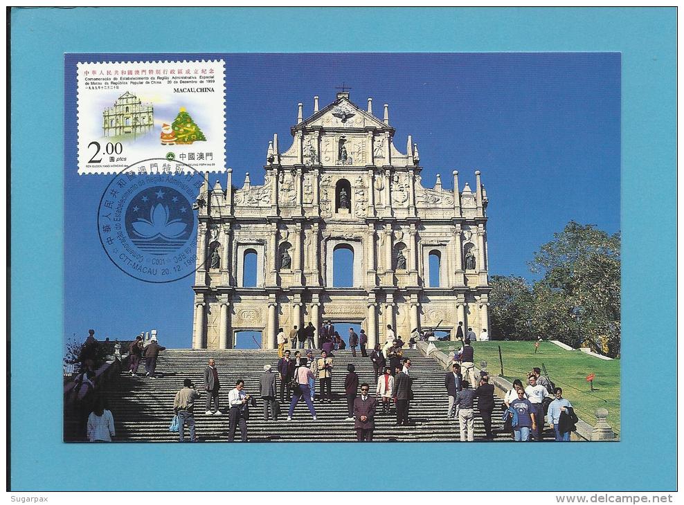 MACAU - RUINAS DE S. PAULO - BPL 003 - MACAO - CHURCH - PORTUGAL - 2 SCANS - CARTE MAXIMUM - MAXICARD - Maximumkaarten