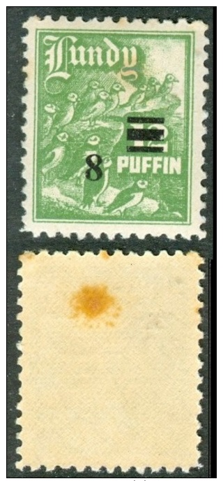 LUNDY 1951 Puffin Provisional 8p. On 12p., MNH - Local Issues
