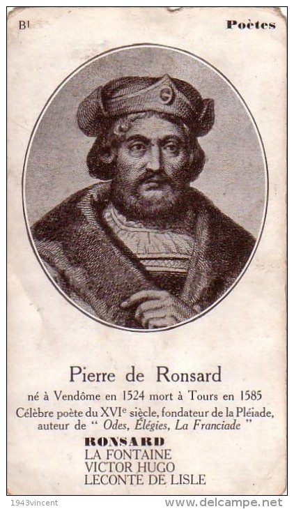 C 10509 - PIERRE DE RONSARD - Poete - 7 X 12 Cm - Geschiedenis