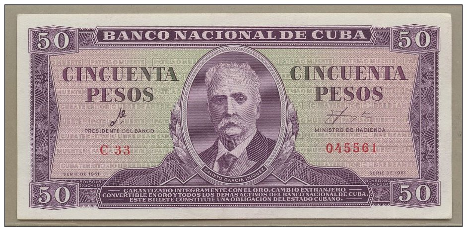 Cuba - 50 Pesos  1961  P98a  EF+  !!!!!!!!!!!!!!!!!  ( Banknotes ) - Cuba