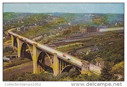 7321- POSTCARD, PITTSBURGH- WESTINGHOUSE BRIDGE, PANORAMA, CAR, TRUCK - Pittsburgh