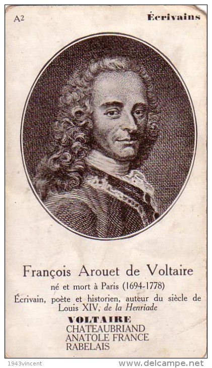 C 10553 - FRANCOIS AROUET DE VOLTAIRE - écrivains -  7 X 12 Cm - Storia