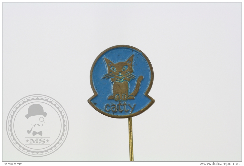 Vintage 1960´s Catty Advertising Blue Colour- Needle Pin/ Badge - Animales