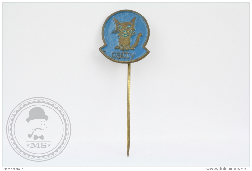 Vintage 1960´s Catty Advertising Blue Colour- Needle Pin/ Badge - Animales