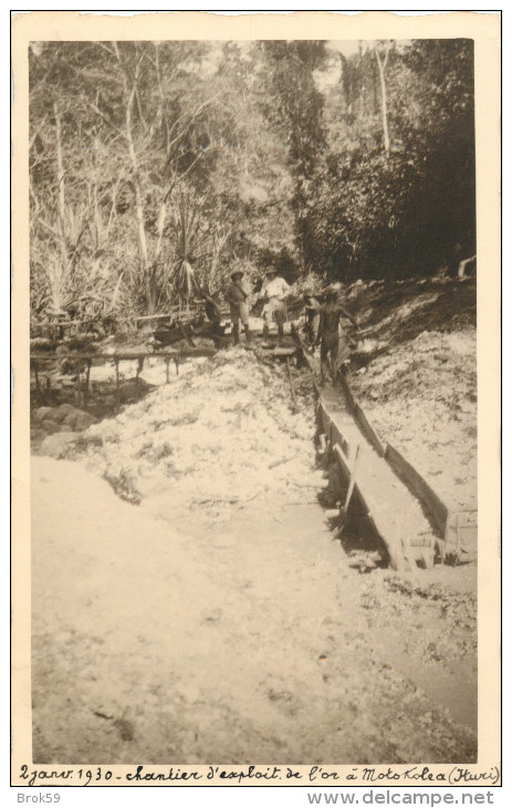 CONGO BELGE -  BELLE CARTE PHOTO JANVIER 1931 CHANTIER D EXPLOITATION DE L OR A MOTOKOLEA ( ITURI ) MINE - Congo Belge