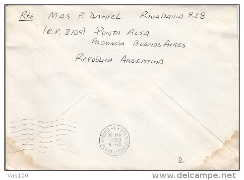 OWL, STAMP ON COVER, AMOUNT 0.5 RED MACHINE STAMP, 1999, ARGENTINA - Cartas & Documentos