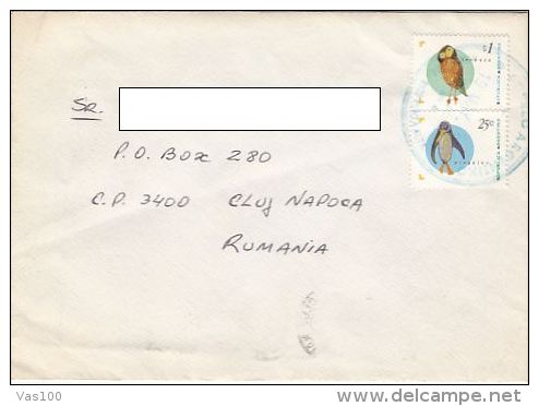 OWL, PENGUIN, STAMPS ON COVER, 1998, ARGENTINA - Storia Postale