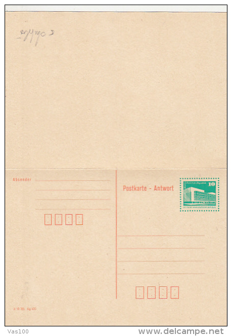 BERLIN- REPUBLIC PALACE, PC STATIONERY WITH ANSWER CARD, ENTIER POSTAUX, UNUSED, GERMANY - Cartes Postales - Neuves