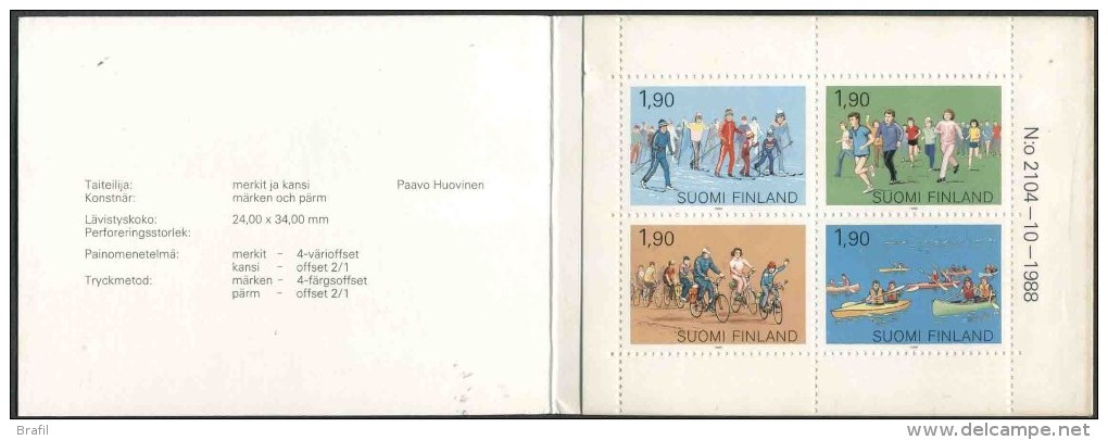 1988 Finlandia, Sport Di Massa, Libretto, Serie Completa Nuova (**) - Carnets