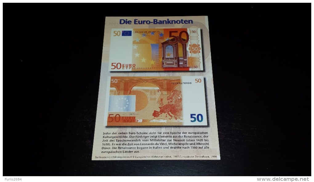 C-18993 CARTOLINA TEMATICA SOLDI - BANCONOTA DA 50 EURO - Monete (rappresentazioni)