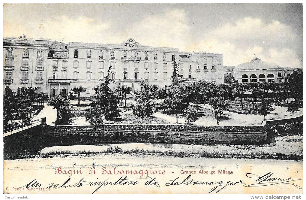 [DC5885] CARTOLINA - BAGNI DI SALSOMAGGIORE - GRANDE ALBERGO MILANO - Viaggiata 1901 - Old Postcard - Parma