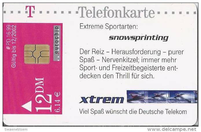 Telefonkarte.- Duitsland. Xtrem. Extreme Sportarten: Snowsprinting. 2 Scans - P & PD-Reeksen : Loket Van D. Telekom