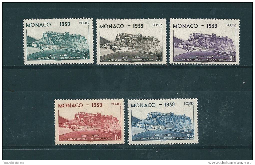 Monaco Timbre De 1939 N°195 A 199   Timbres  Neuf * Tres Légère Trace De Charnière - Neufs