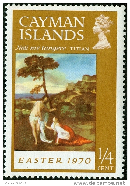 ISOLE CAYMAN, CAYMAN ISLANDS, ARTE, DIPINTI, TIZIANO, 1970, FRANCOBOLLO NUOVO (MNH**), Scott 254 - Iles Caïmans