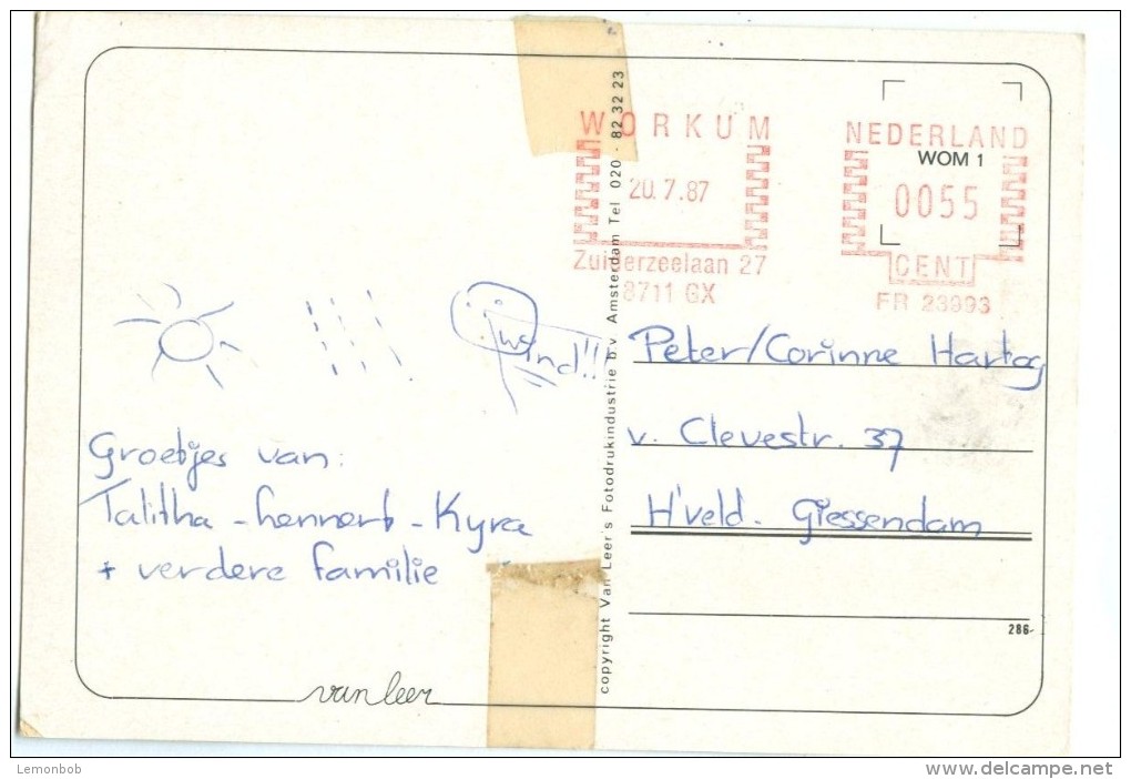 Netherlands, WORKUM, 1987 Used Postcard [14084] - Workum