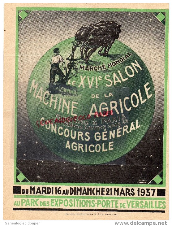 75 - PARIS - BELLE PUBLICITE XVIE SALON MACHINE AGRICOLE- 1937- PORTE VESAILLES- 88- EPINAL- HALBRONN FRERES - 1900 – 1949