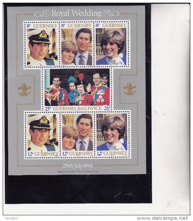 GUERNESEY - BLOC FEUILLET NEUF XX N° 3 -MARIAGE DU PRINCE CHARLES ET DE DIANA  ANNEE 1981 - Guernsey