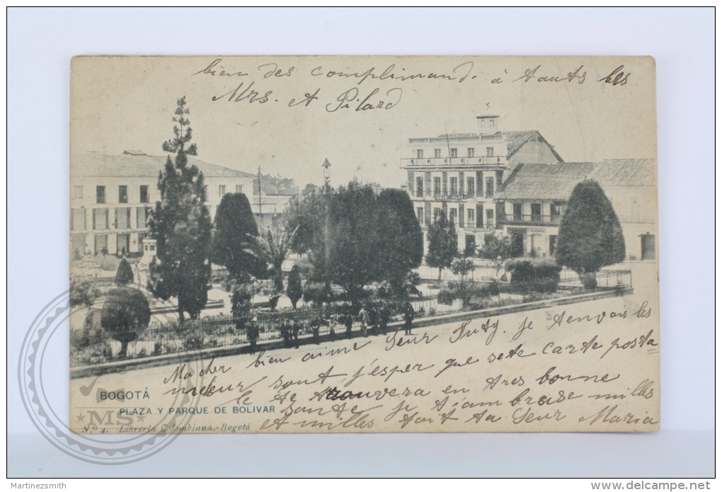 Old 1905 Postcard Colombia - Bogota - Plaza Y Parque De Bolivar - Posted - Colombia