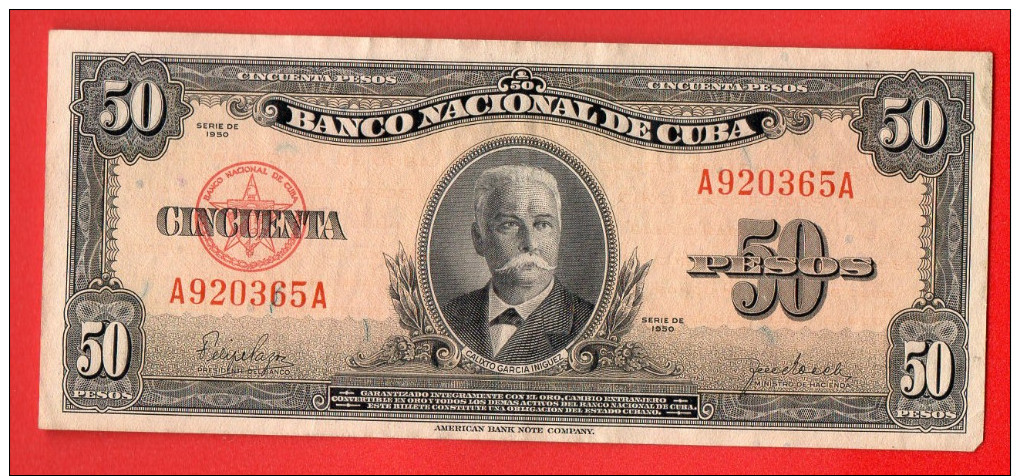 CUBA 50 PESOS 1950 U893 - Cuba