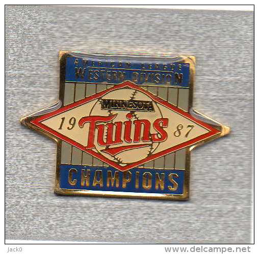 Pin´s  Sport  Baseball, Américan  League  1987  Western  Division  Minnesota  TWINS  CHAMPIONS - Baseball