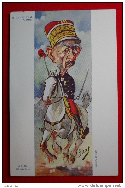 M. LE GENERAL ANDRE  - Peinture De SIRAT - H. REYMOND Sc.- Cheval, Croix De Guerre? - Médaille - Casquette - Satirisch