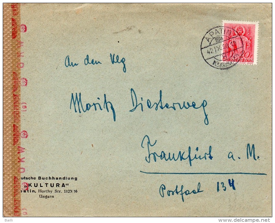 HONGRIE LETTRE CENSUREE POUR L'ALLEMAGNE 1942 - Postmark Collection