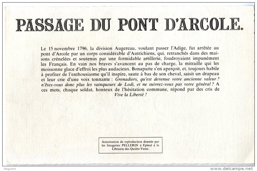 PASSAGE DU PONT D ARCOLE LE 15 NOV 1796  ANGEREAU  BONAPARTE  -  LIBRAIRIE LES QUATRE VENTS - Storia