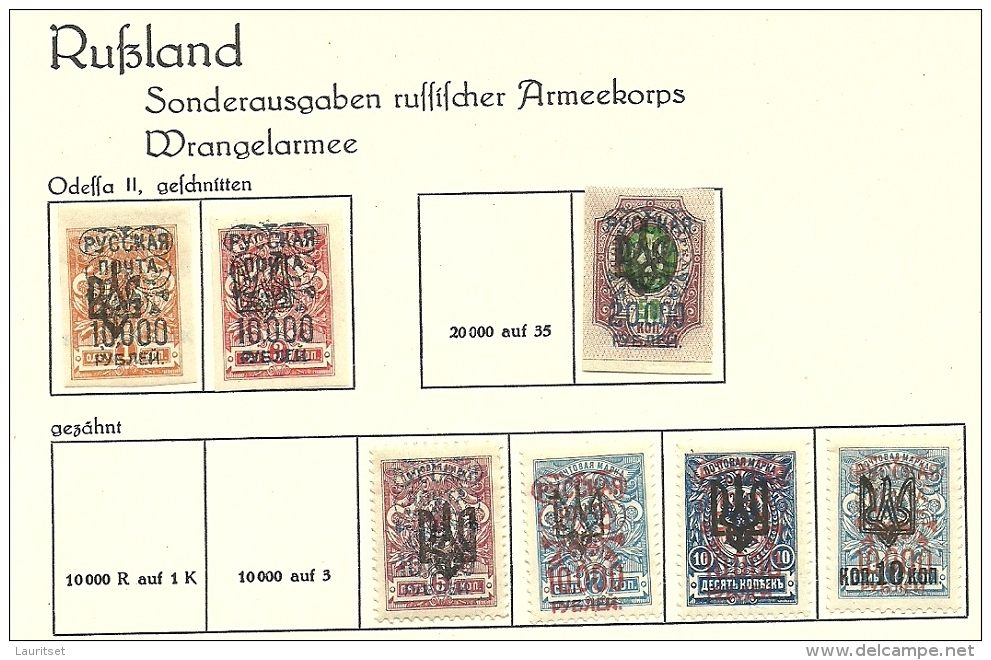 RUSSLAND RUSSIA 1920 Wrangelarmee Lagerpost Gallipoli On Ukraina Odessa OPT Stamps * Page 1 - Armée Wrangel