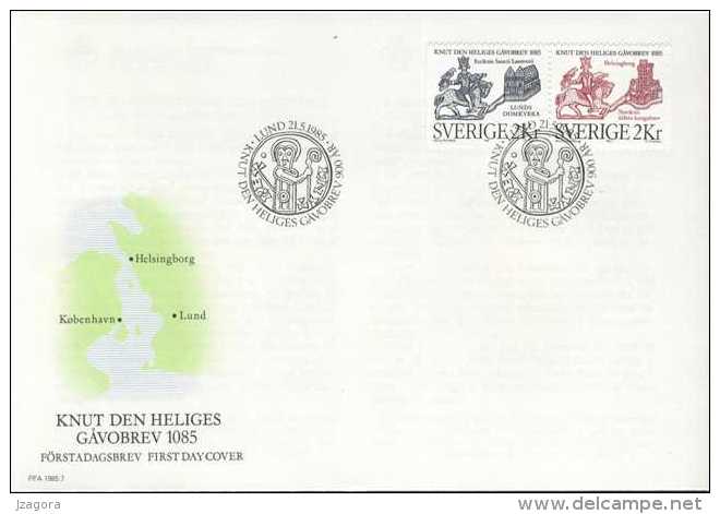 RELIGION HOLY MEN SAINT HEILIGE CANUTE KNUT SWEDEN SUEDE SCHWEDEN 1985 FDC MI 1334 1335 - Theologen