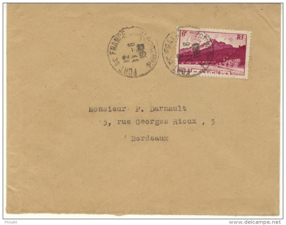 N°237 Sur Lettre De Fort De France Du 11-6-29 Pour Bordeaux - Brieven En Documenten