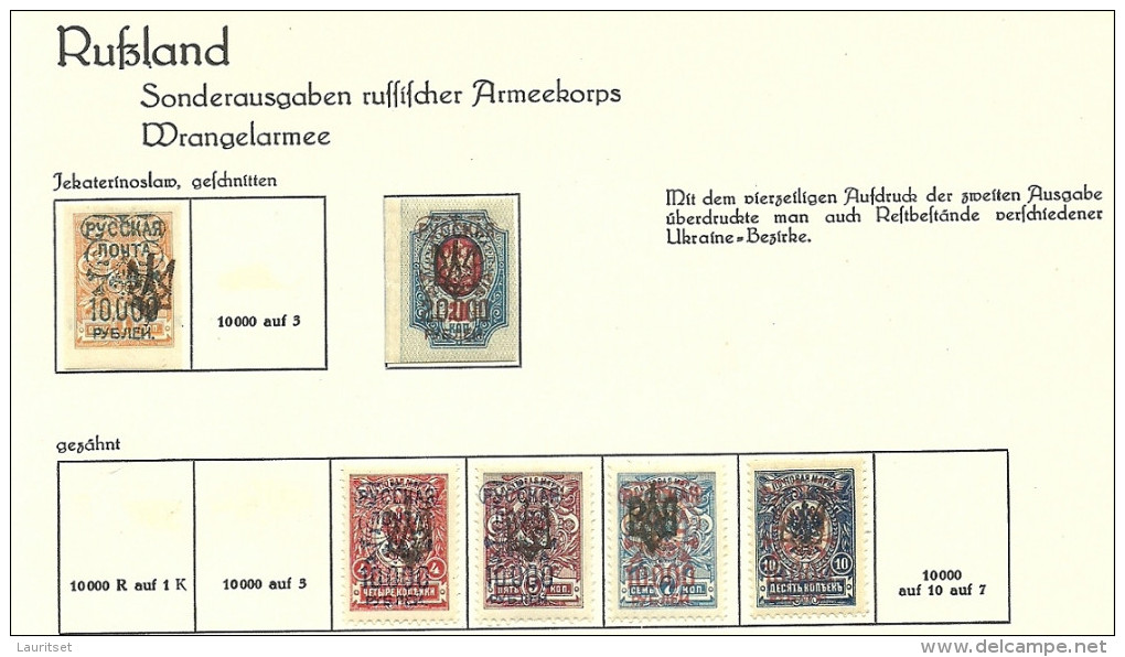 RUSSLAND RUSSIA 1920 Wrangelarmee Lagerpost Gallipoli On Ukraina Stamps * Page2 - Armada Wrangel