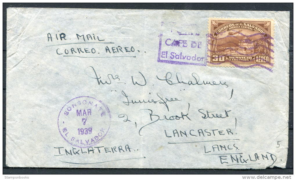 1939 El Salvador Airmail Cover - Lancaster England - El Salvador